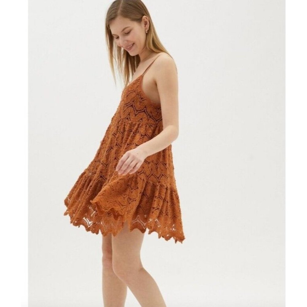 Urban Outfitters Rust Orange Crochet Slip Dress